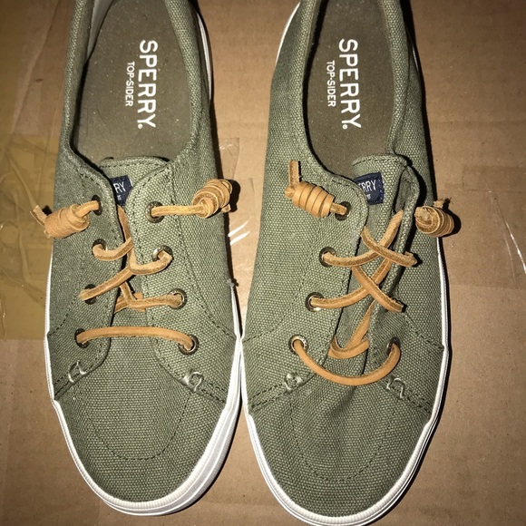 green sperry sneakers